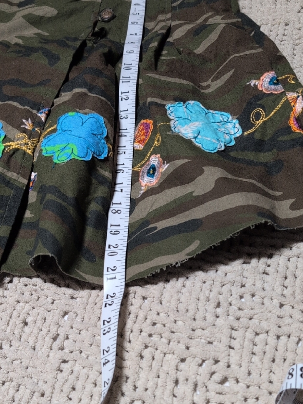 396- Women's Camouflage A-Line Skirt with Funky Embroidered Trim - Picture 8 of 8